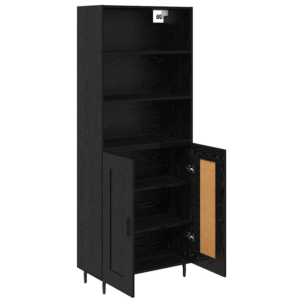 Highboard Sort eg 69,5 x 34 x 180 cm Ingeniørtræ og glas