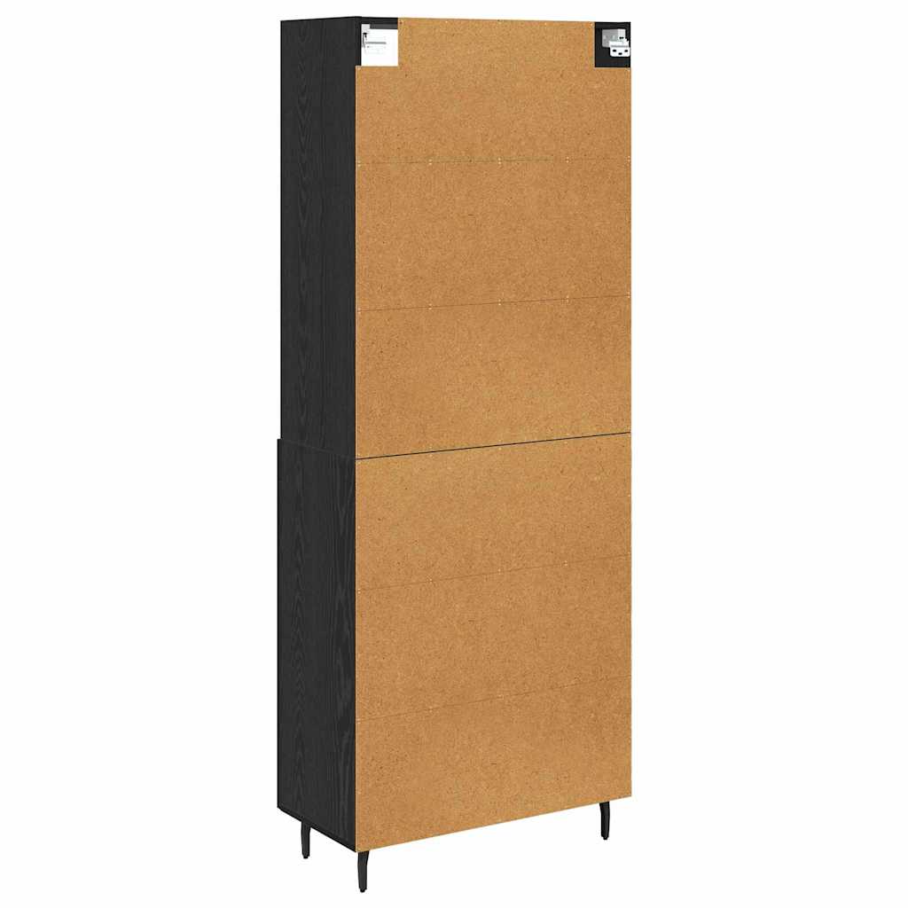 Highboard Sort eg 69,5 x 34 x 180 cm Ingeniørtræ og glas