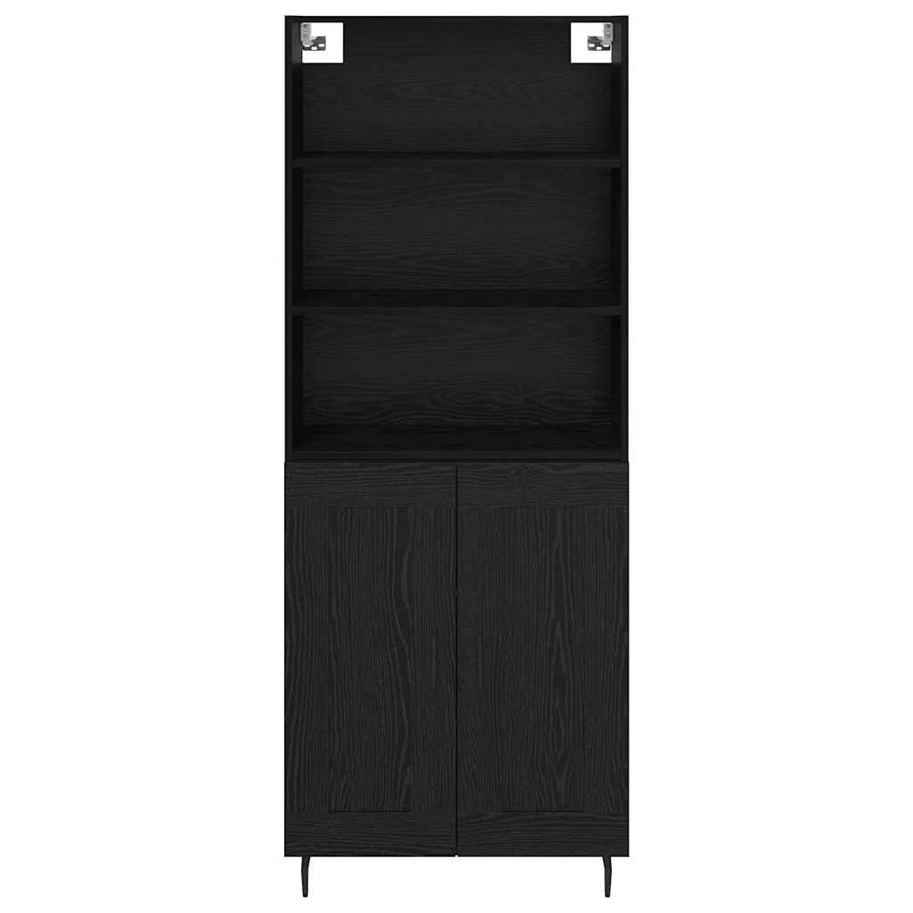 Highboard Sort eg 69,5 x 34 x 180 cm Ingeniørtræ og glas