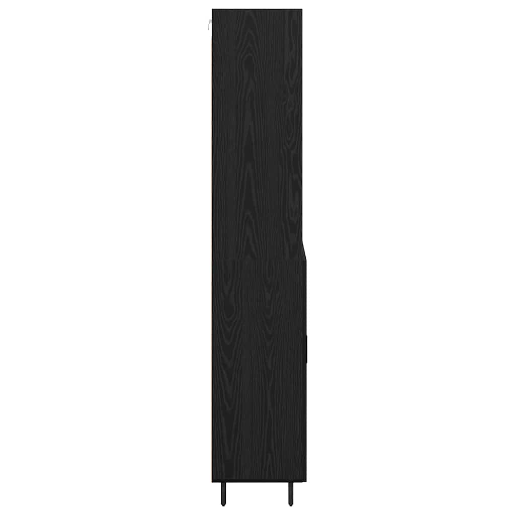 Highboard Sort eg 69,5 x 34 x 180 cm Ingeniørtræ og glas