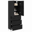 Highboard med skuffe 2 pcs Sort eg Konstrueret træ og glas
