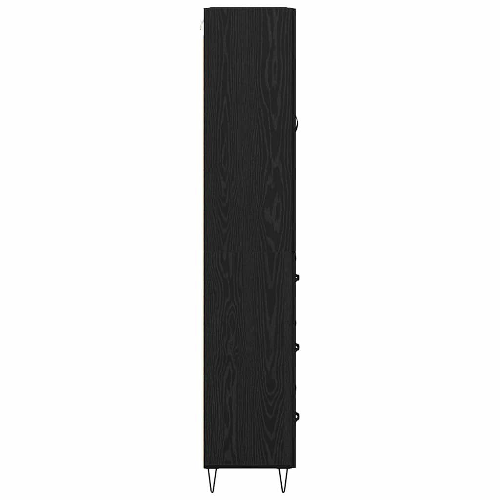 Highboard med skuffe 2 pcs Sort eg Konstrueret træ og glas