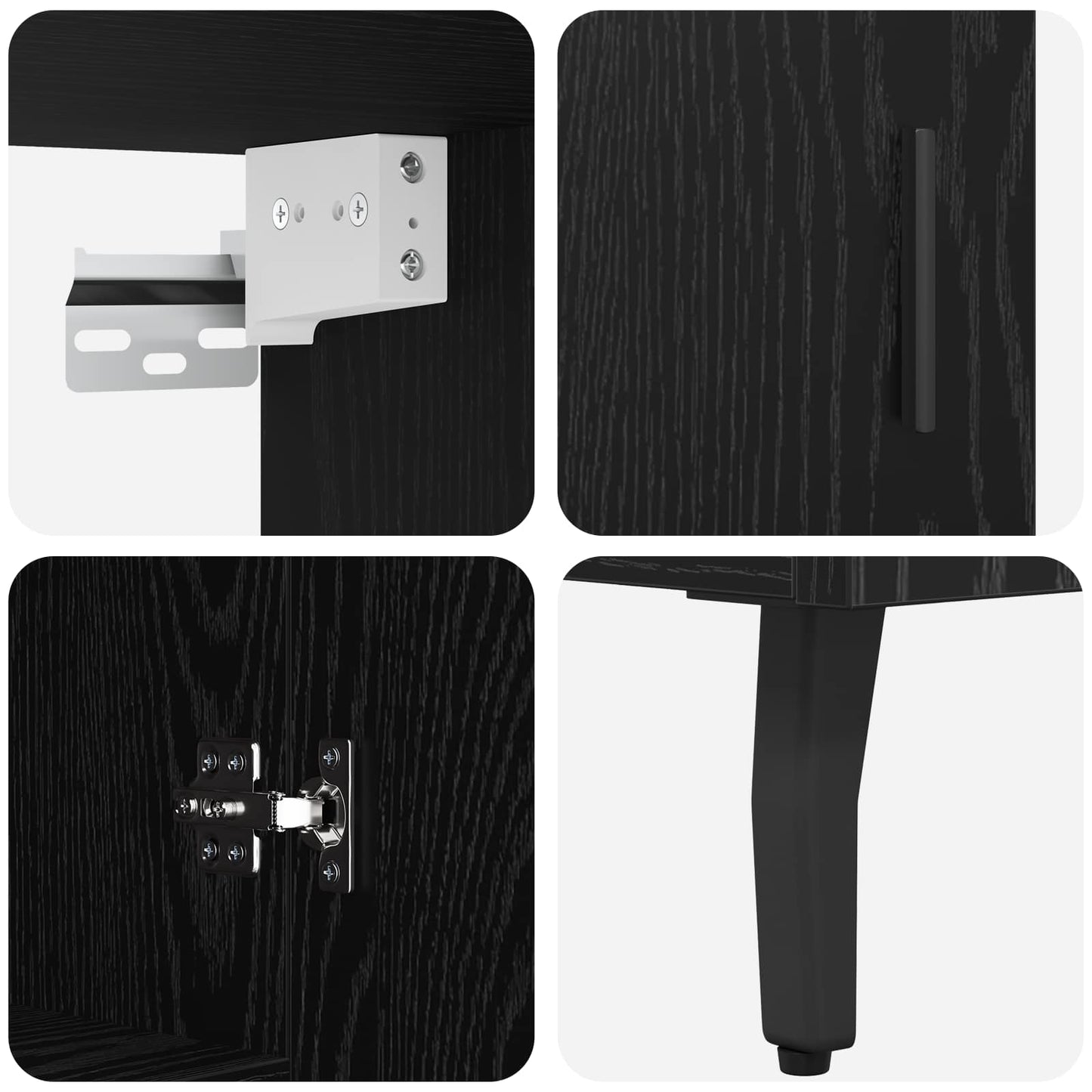 Highboard 2 pcs Sort eg Konstrueret træ
