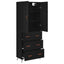 Highboard med skuffe Sort eg 69,5 x 34 x 180 cm Konstrueret træ