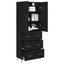 Highboard med skuffe Sort eg 69,5 x 34 x 180 cm Konstrueret træ