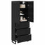 Highboard 2 pcs Sort eg 69,5 x 34 x 180 cm Ingeniørtræ og glas