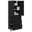 Highboard med skuffe Sort eg 69,5 x 34 x 180 cm Konstrueret træ