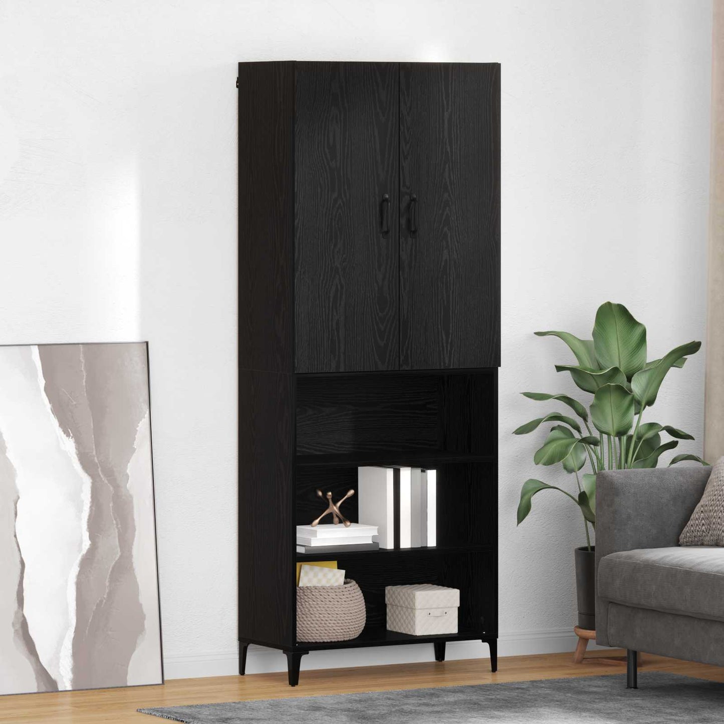 Highboard Sort eg 69,5 x 34 x 180 cm Konstrueret træ