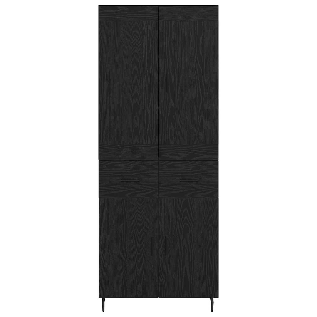 Highboard med skuffe 2 pcs Sort eg Konstrueret træ