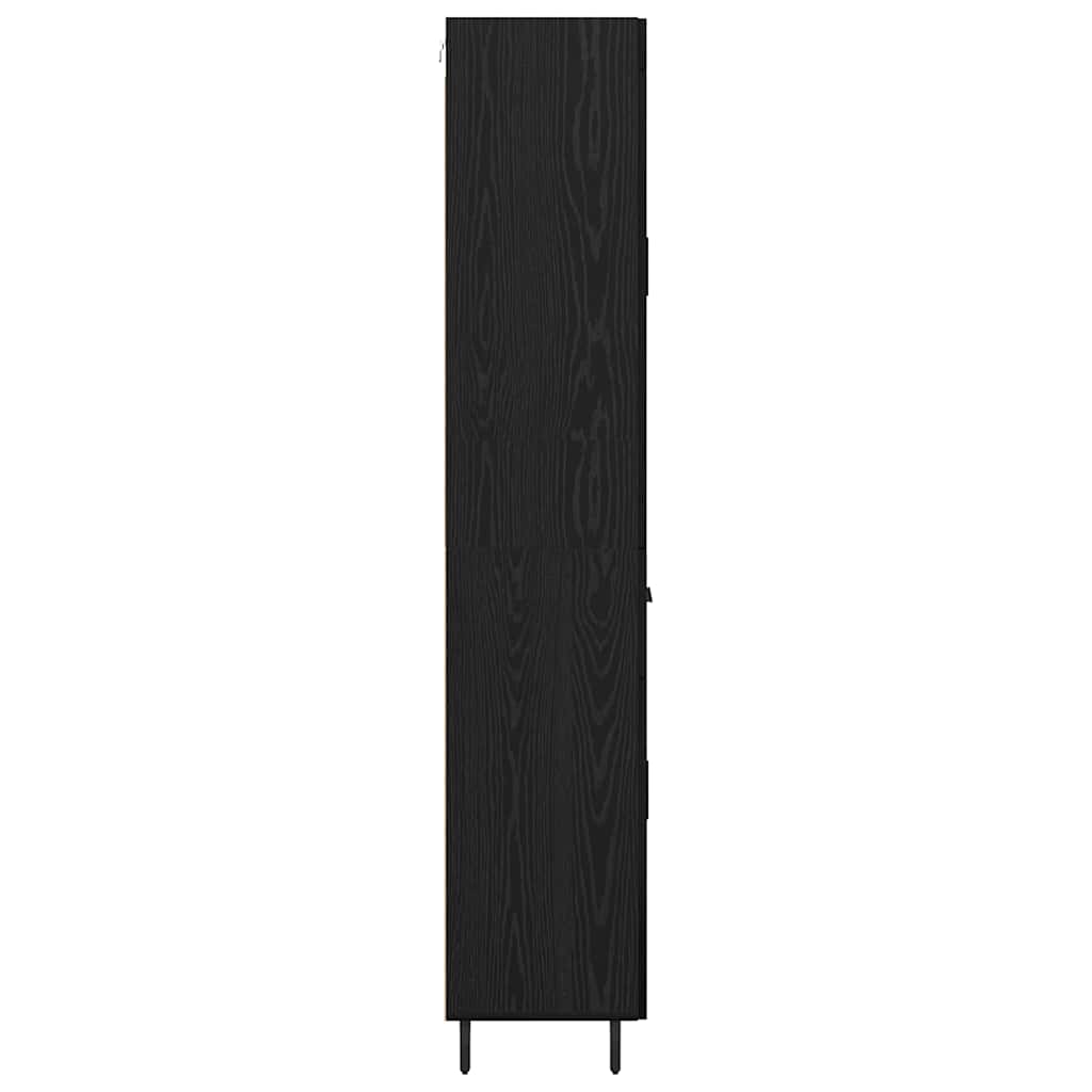 Highboard med skuffe 2 pcs Sort eg Konstrueret træ
