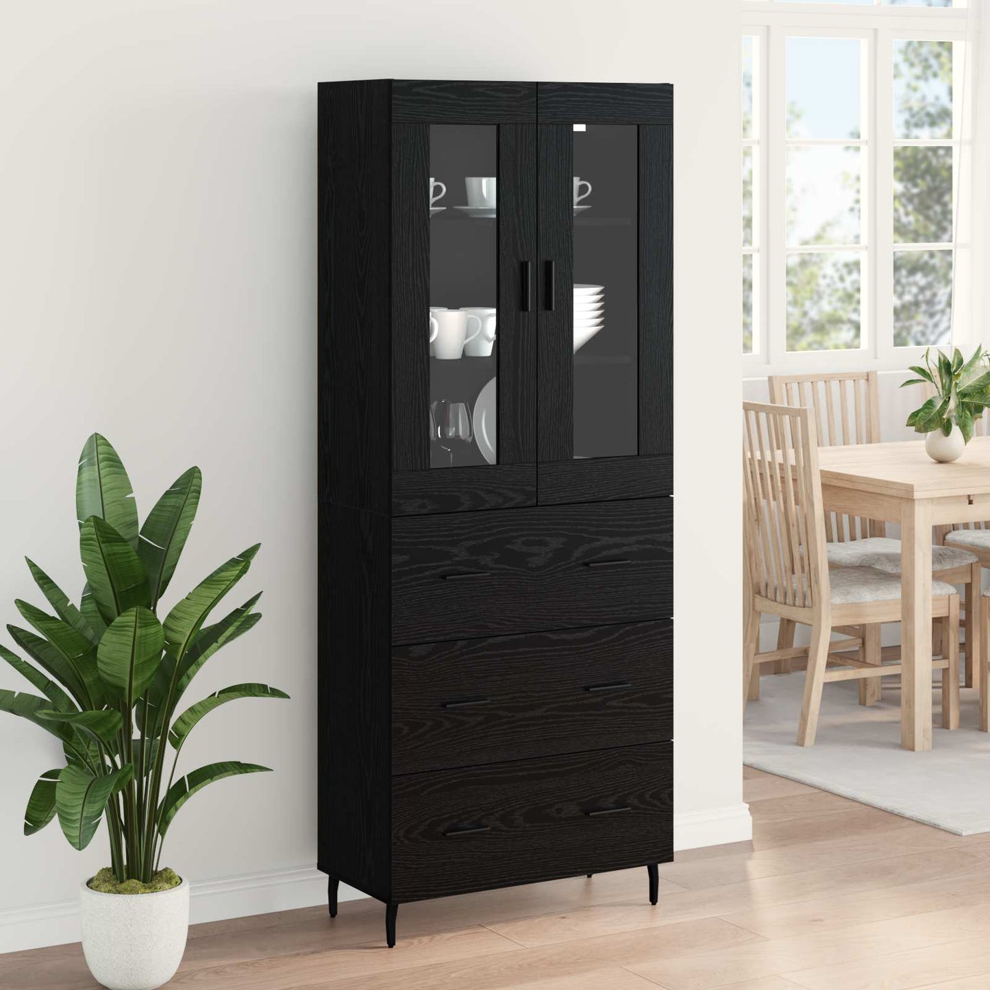 Highboard 2 stk. Sort eg 69,5 x 34 x 180 cm Konstrueret træ