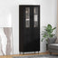 Highboard med skuffe 2 pcs Sort eg Konstrueret træ