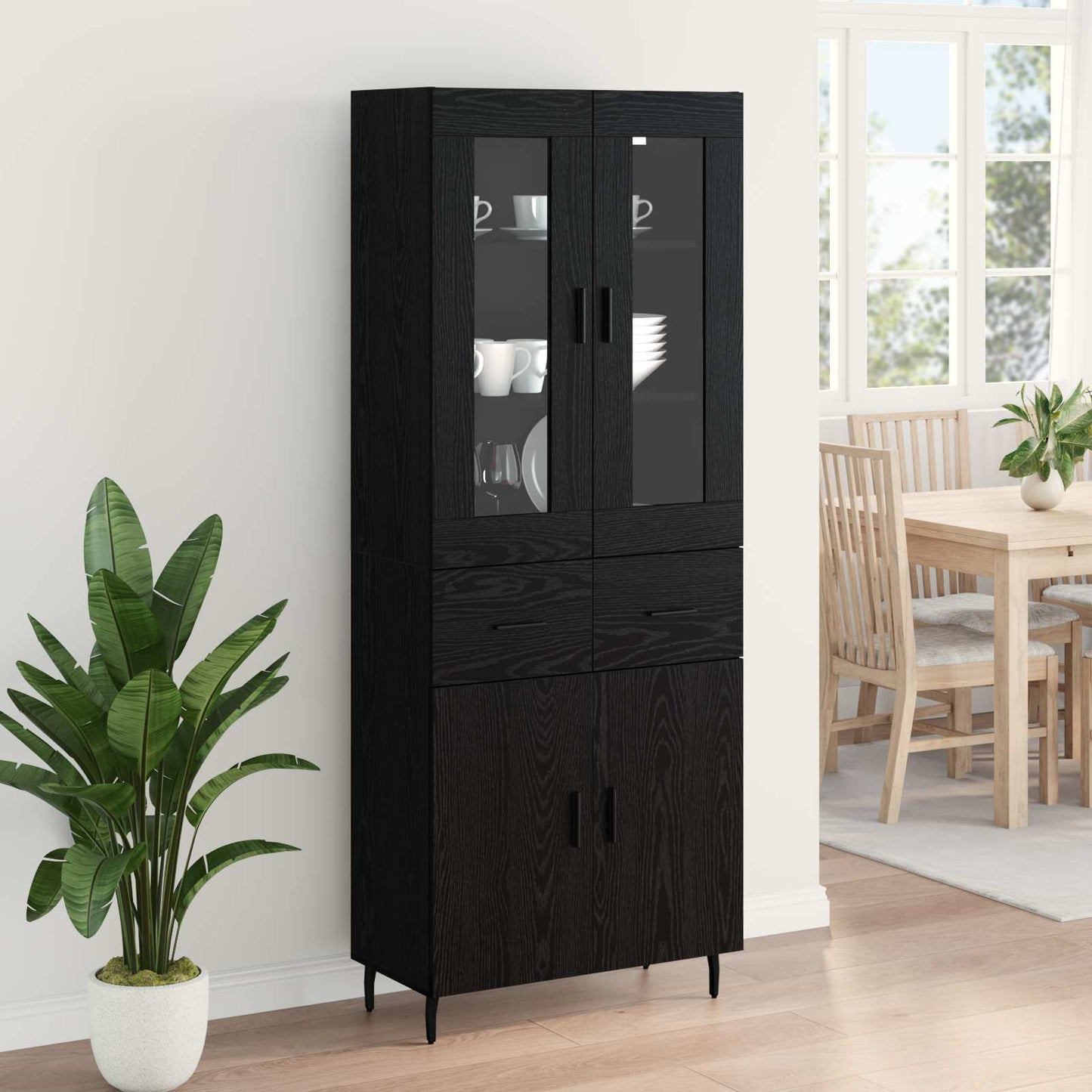Highboard 2 stk. Sort eg 69,5 x 34 x 180 cm Konstrueret træ