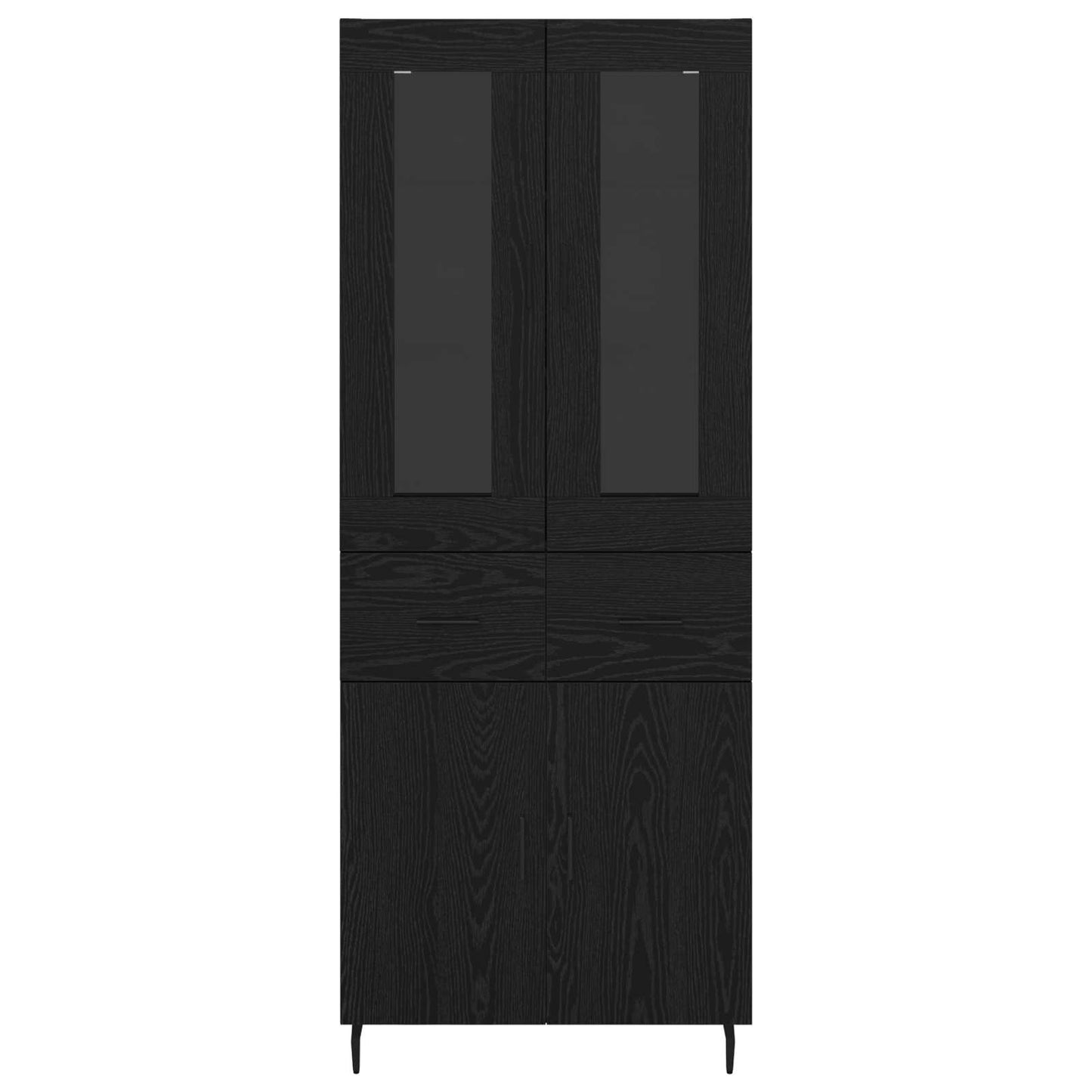 Highboard med skuffe 2 pcs Sort eg Konstrueret træ