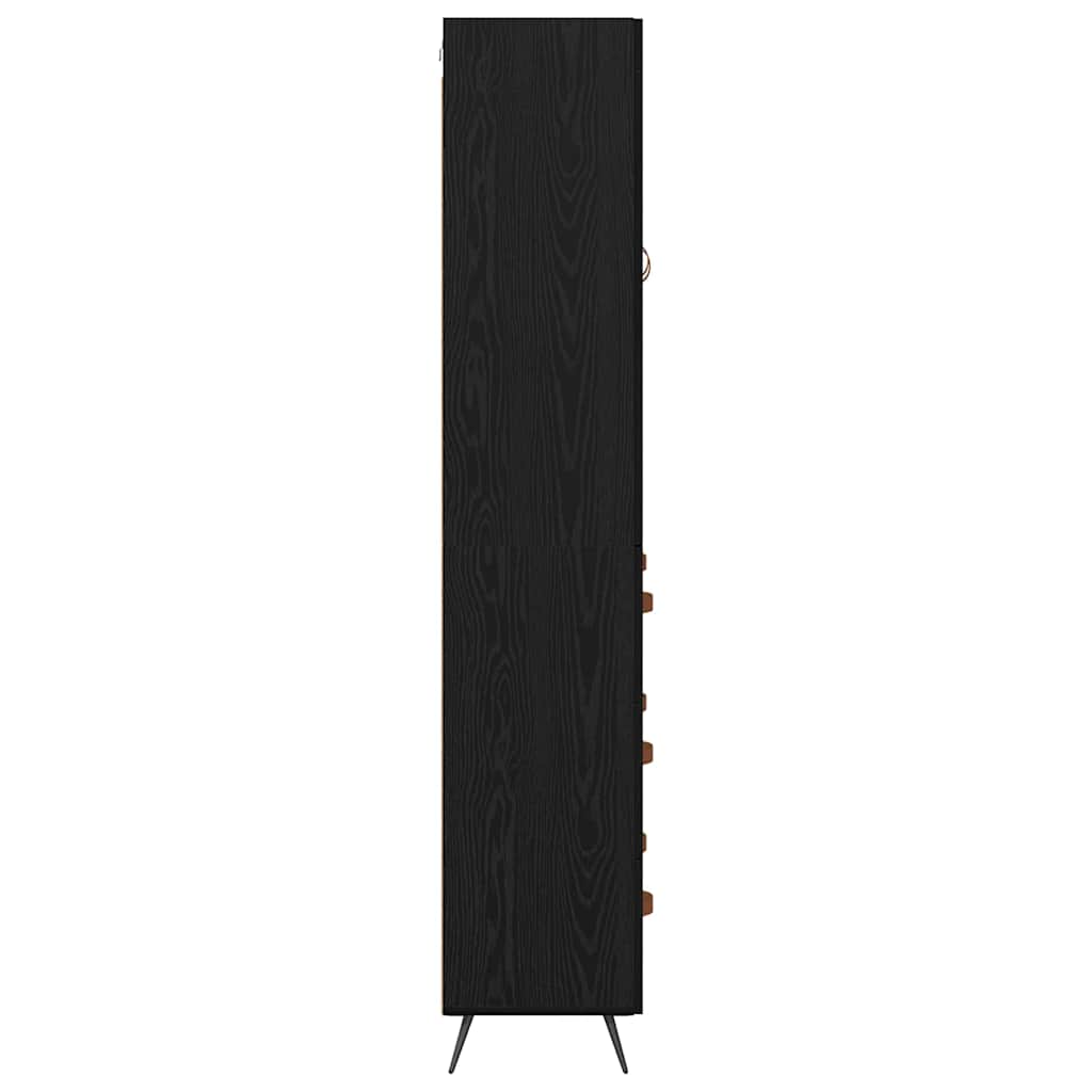 Highboard med skuffe Sort eg 69,5 x 34 x 180 cm Konstrueret træ
