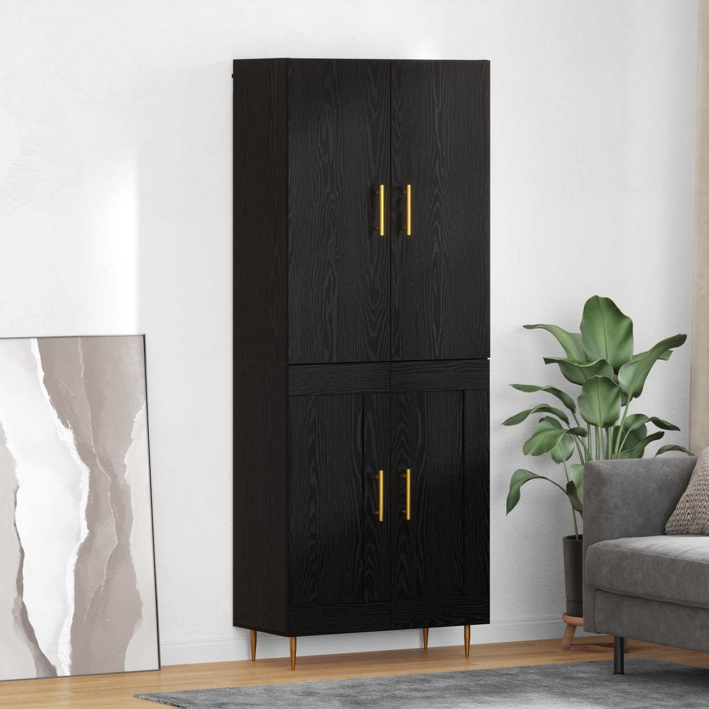 Highboard Sort eg 69,5 x 34 x 180 cm Konstrueret træ