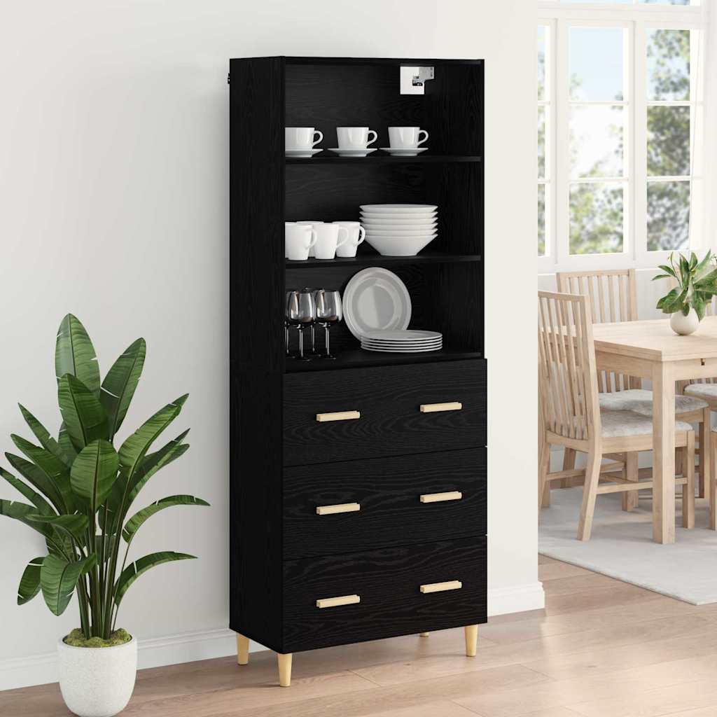 Highboard Sort eg 69,5 x 32,5 x 180 cm Konstrueret træ