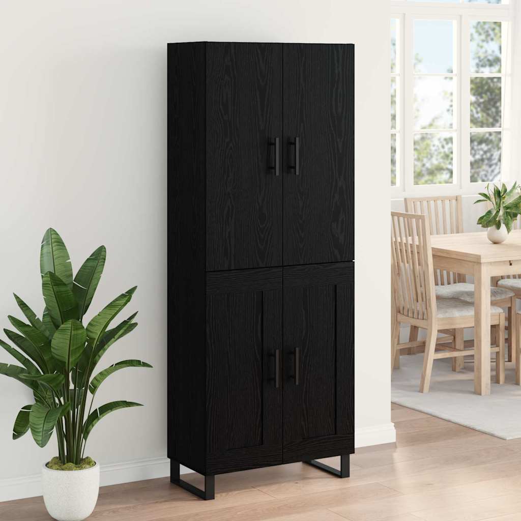 Highboard 2 pcs Sort eg 69,5 x 34 x 180 cm Ingeniørtræ og glas