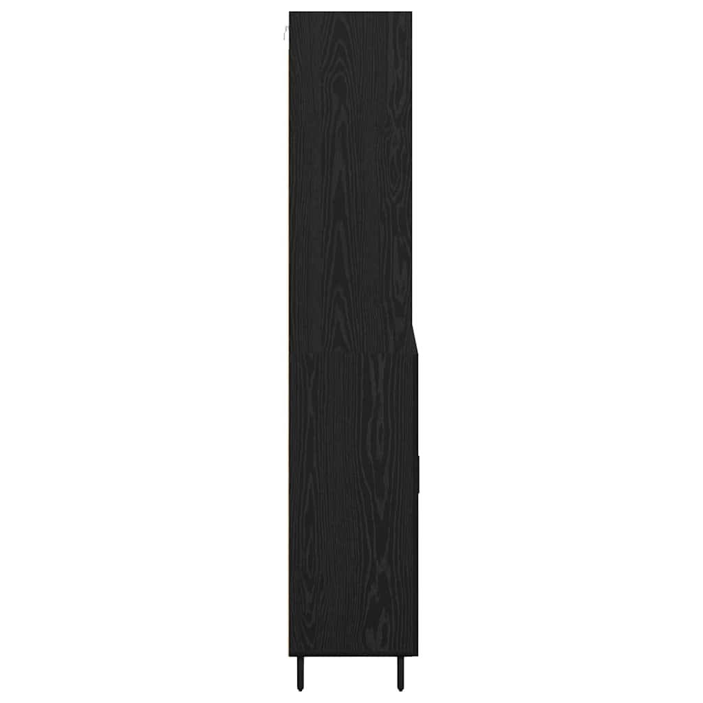 Highboard Sort eg 69,5 x 34 x 180 cm Ingeniørtræ og glas