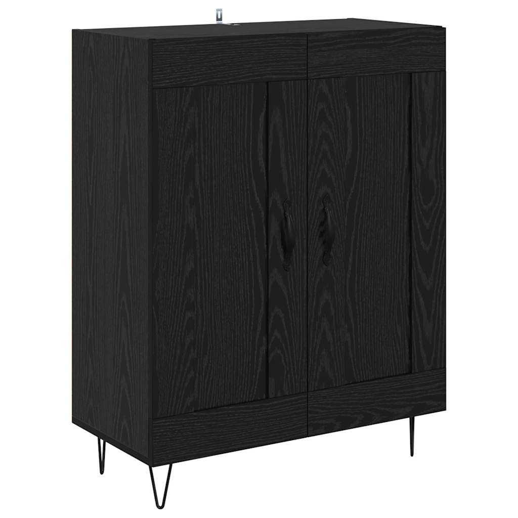 Highboard med skuffe 2 pcs Sort eg Konstrueret træ