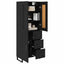 Highboard med skuffe Sort eg 69,5 x 34 x 180 cm Konstrueret træ