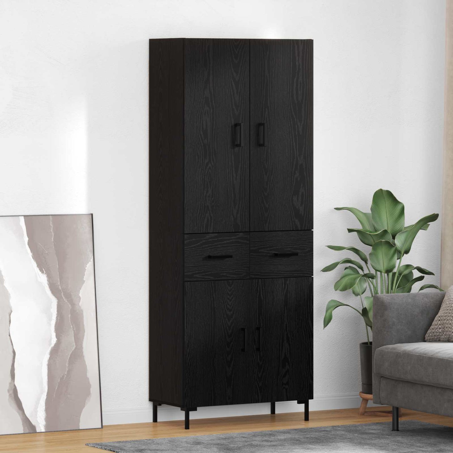 Highboard Sort eg 69,5 x 34 x 180 cm Konstrueret træ