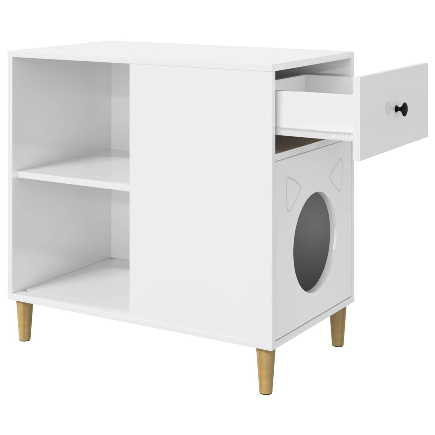 Kat Hus Gloss Hvid 72 x 42.5 x 70 cm Konstrueret træ