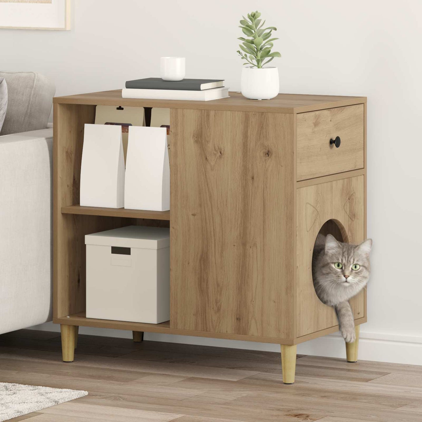 Kat Hus Artisan eg 72 x 42.5 x 70 cm Konstrueret træ