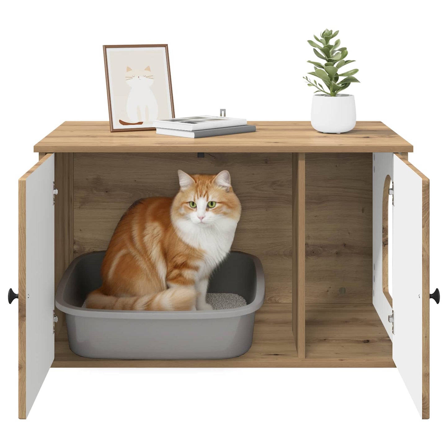 Kat Hus Artisan eg 85 x 55 x 50,5 cm Konstrueret træ