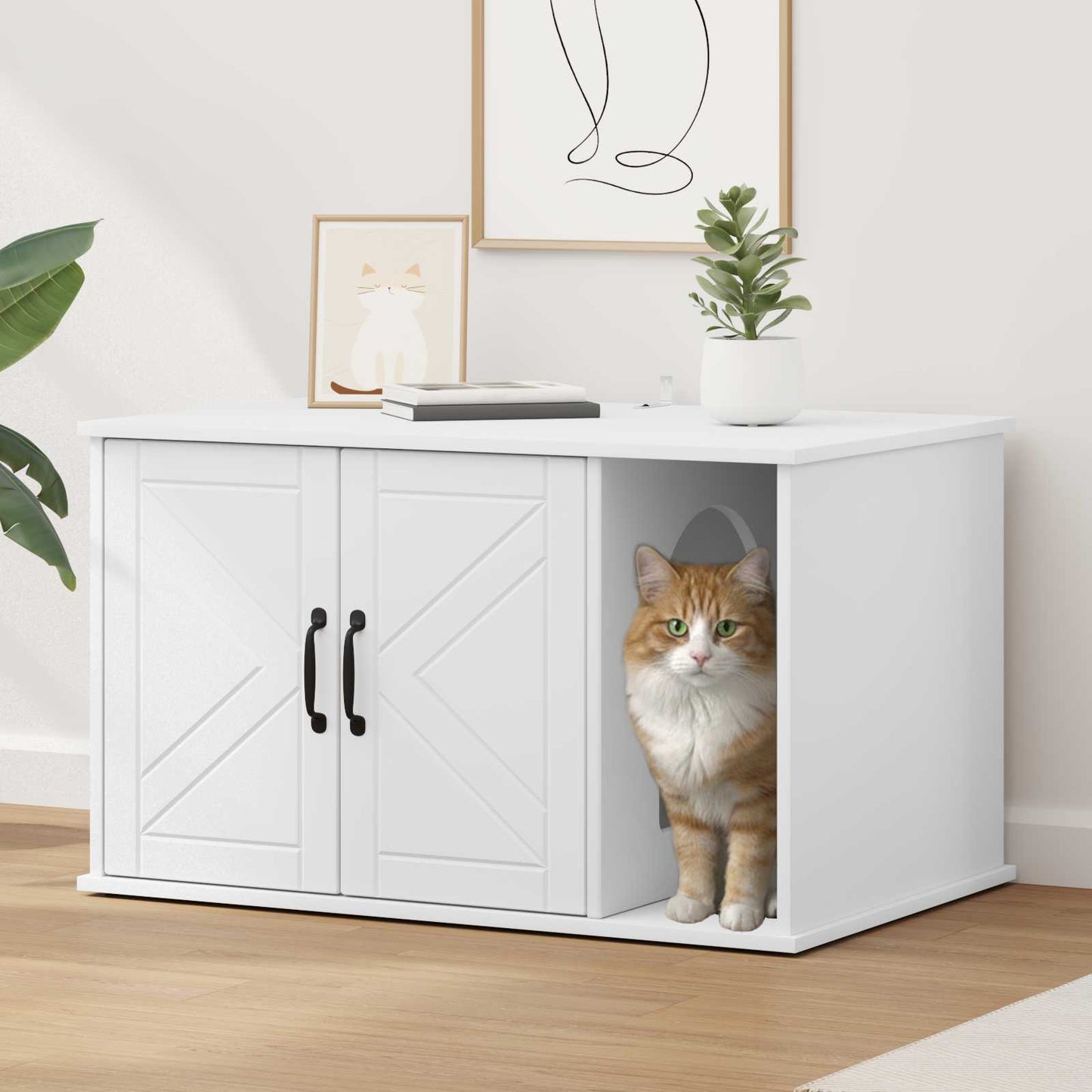 Kat Hus Hvid 85 x 55 x 50 cm Konstrueret træ