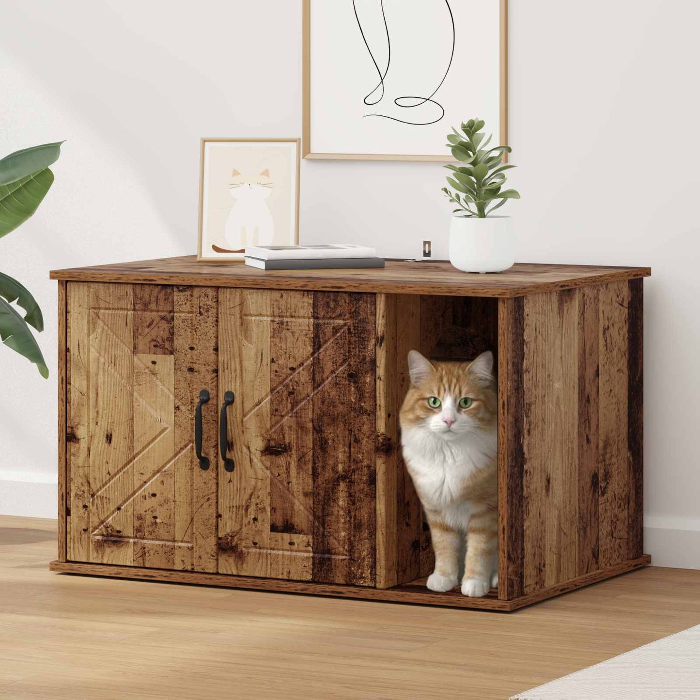 Kat Hus Gammelt træ 85 x 55 x 50 cm Konstrueret træ
