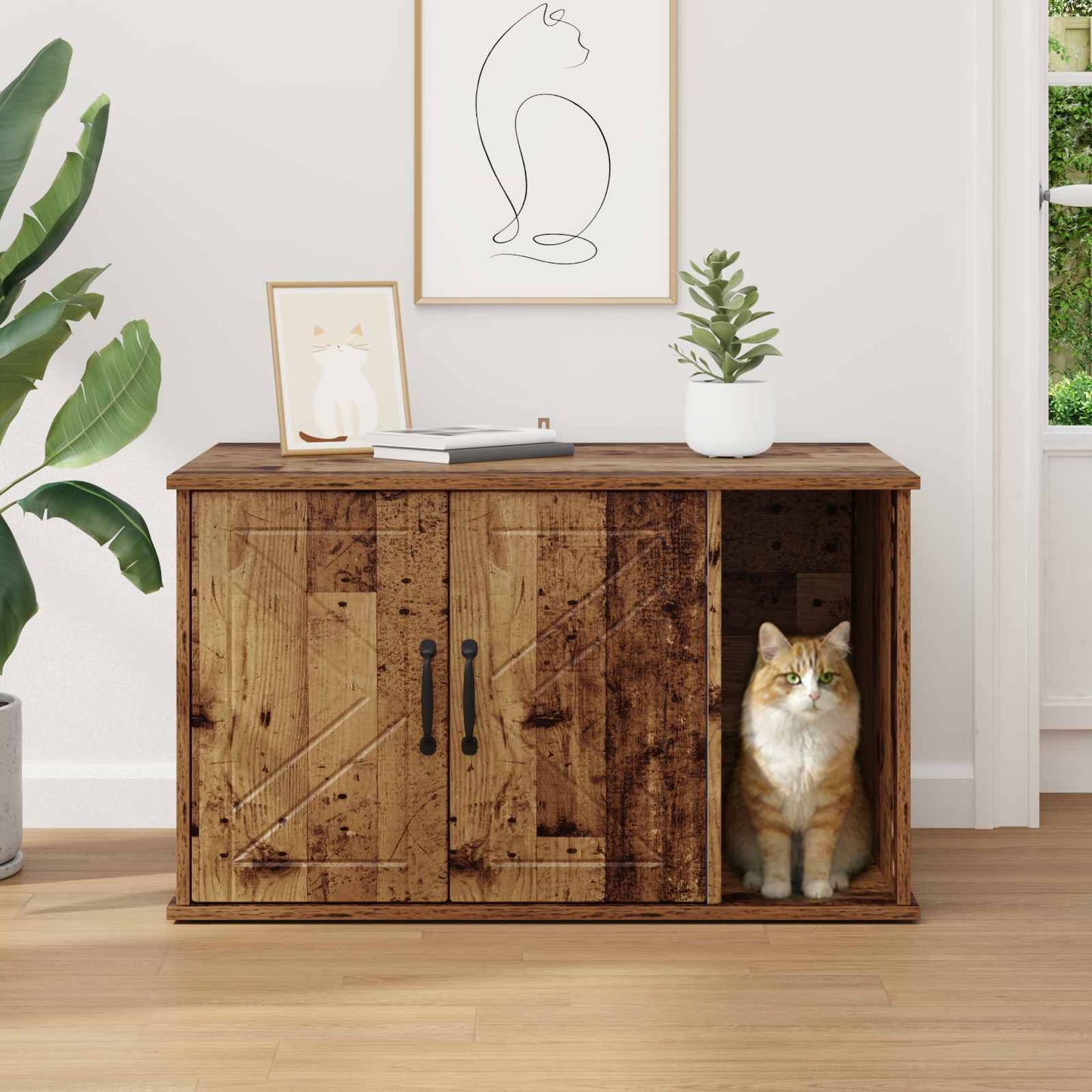 Kat Hus Gammelt træ 85 x 55 x 50 cm Konstrueret træ