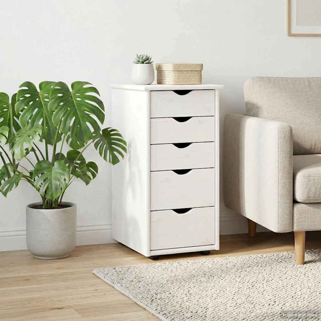 Kabinet 34 x 39 x 61,5 cm Massivt fyrretræ Hvid