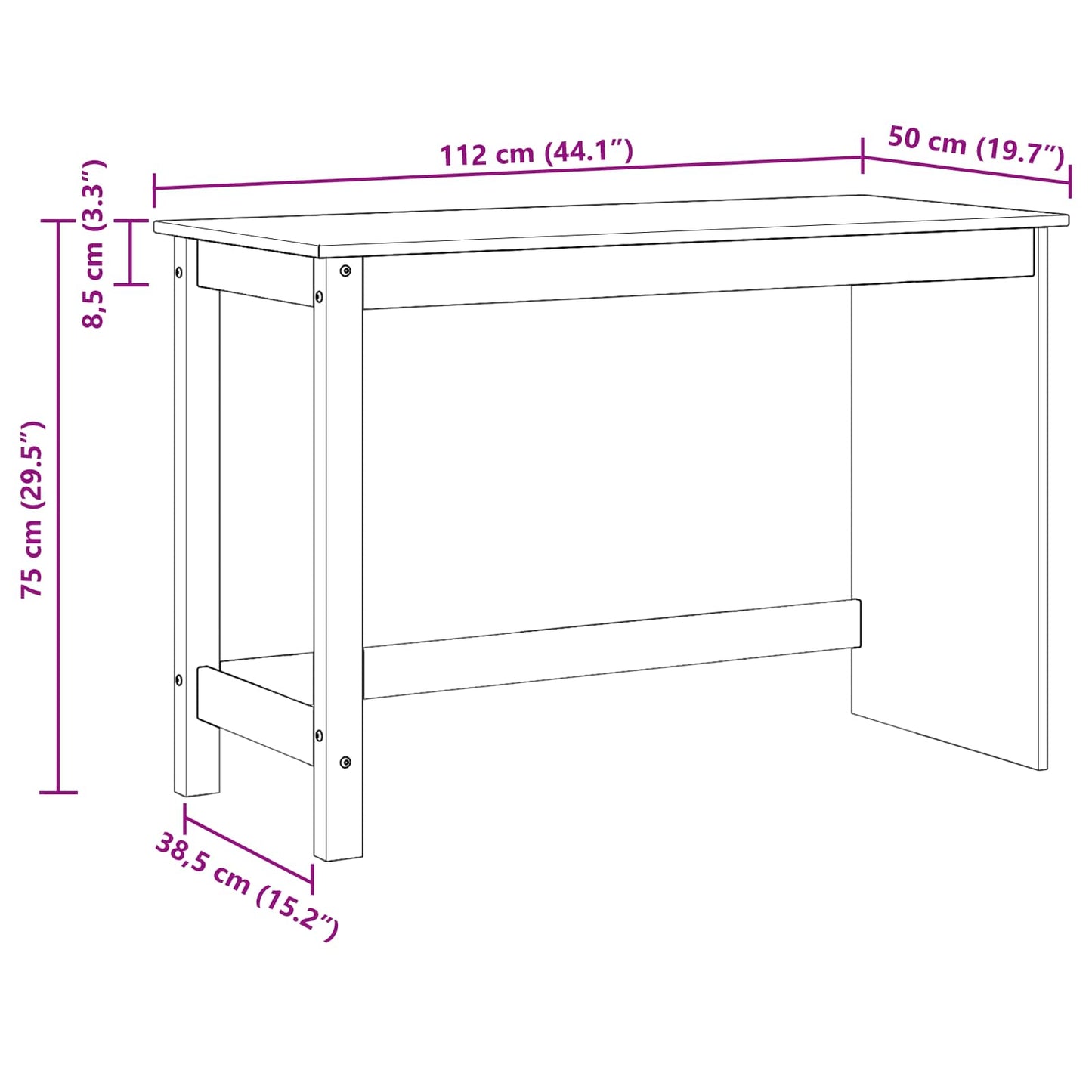 Bord Grå 112 x 50 x 75 cm Massivt fyrretræ