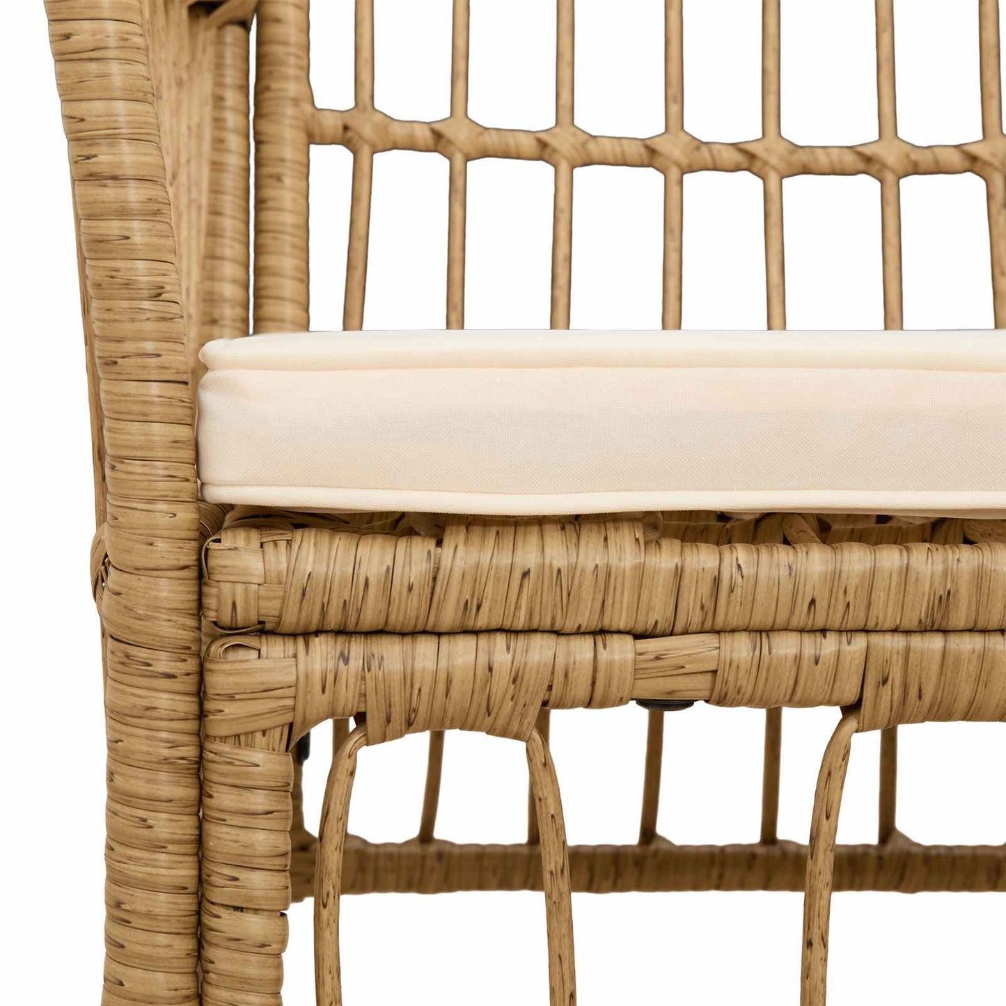 Havestole 4 stk. Naturfarvet PE rattan, stål og polyesterstof
