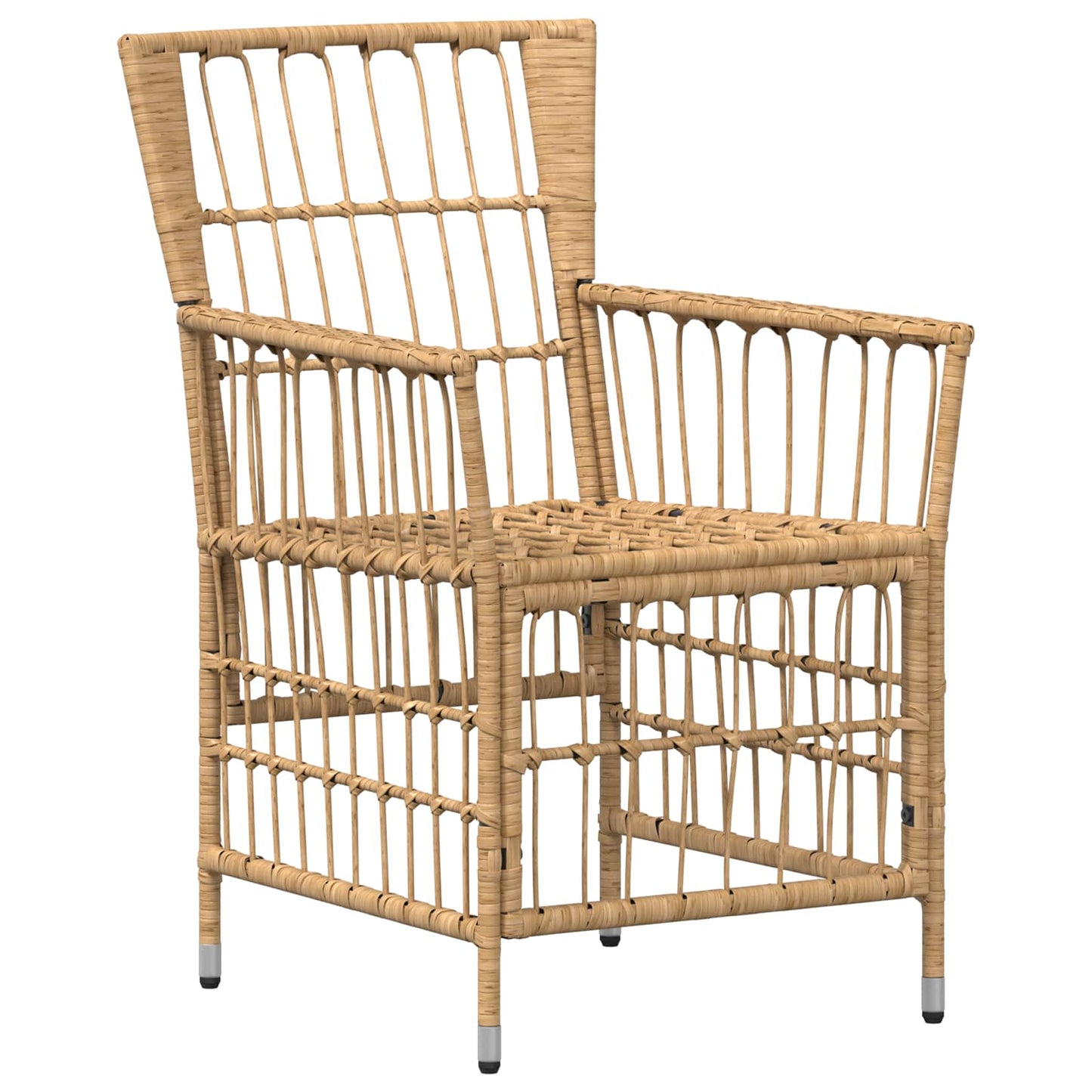 Havestole 4 stk. Naturfarvet PE rattan, stål og polyesterstof