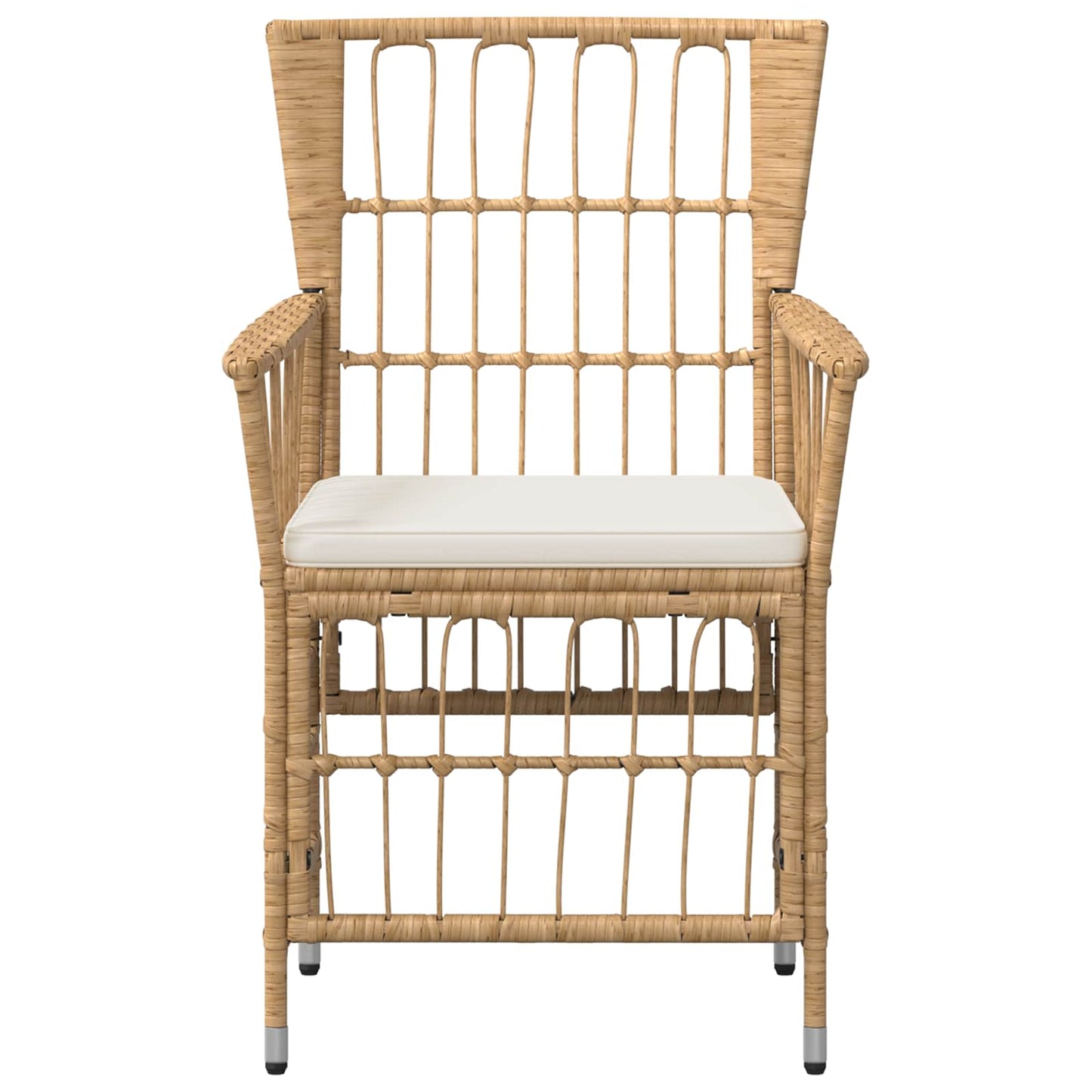 Havestole 4 stk. Naturfarvet PE rattan, stål og polyesterstof