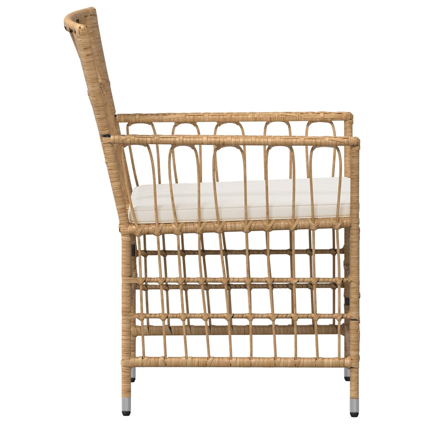 Havestole 4 stk. Naturfarvet PE rattan, stål og polyesterstof