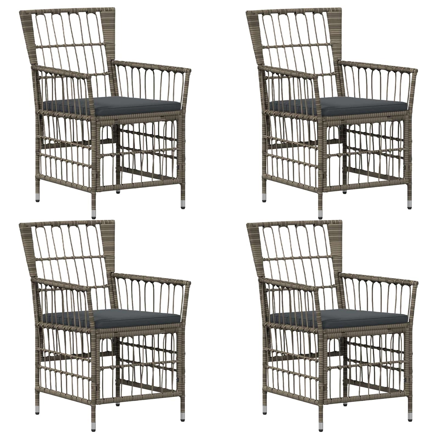 Havestole 4 stk. Grå polyrattan