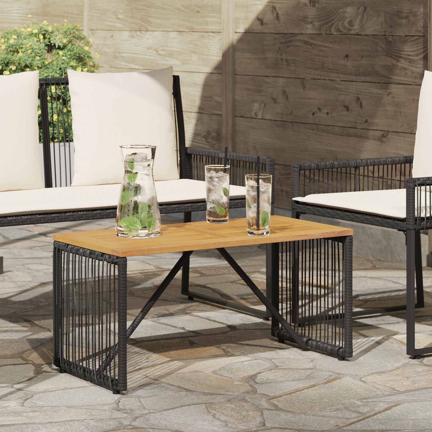 Udendørs Bord Sort og Brunt 80 x 40 x 40 cm polyrattan