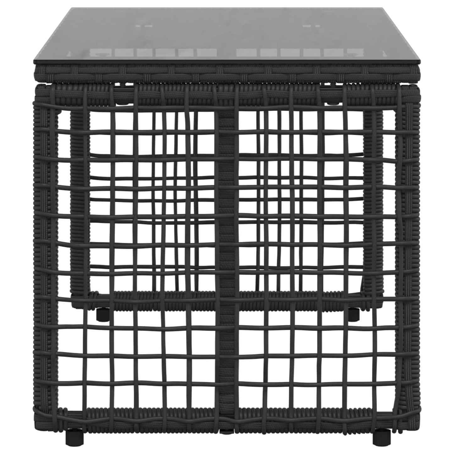 Udendørs Bord Sort 80 x 40 x 40 cm PE Rattan og Glas