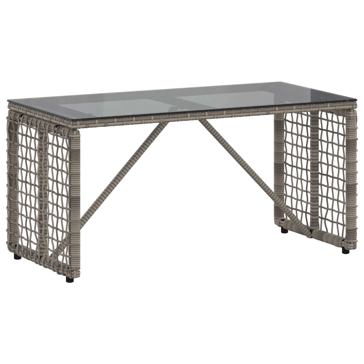 Udendørs Bord Grå og sort 80 x 40 x 40 cm PE Rattan og Glas