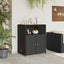 Kabinet med hylde Sort 70 x 50 x 87 cm Polyester og Roly Rattan