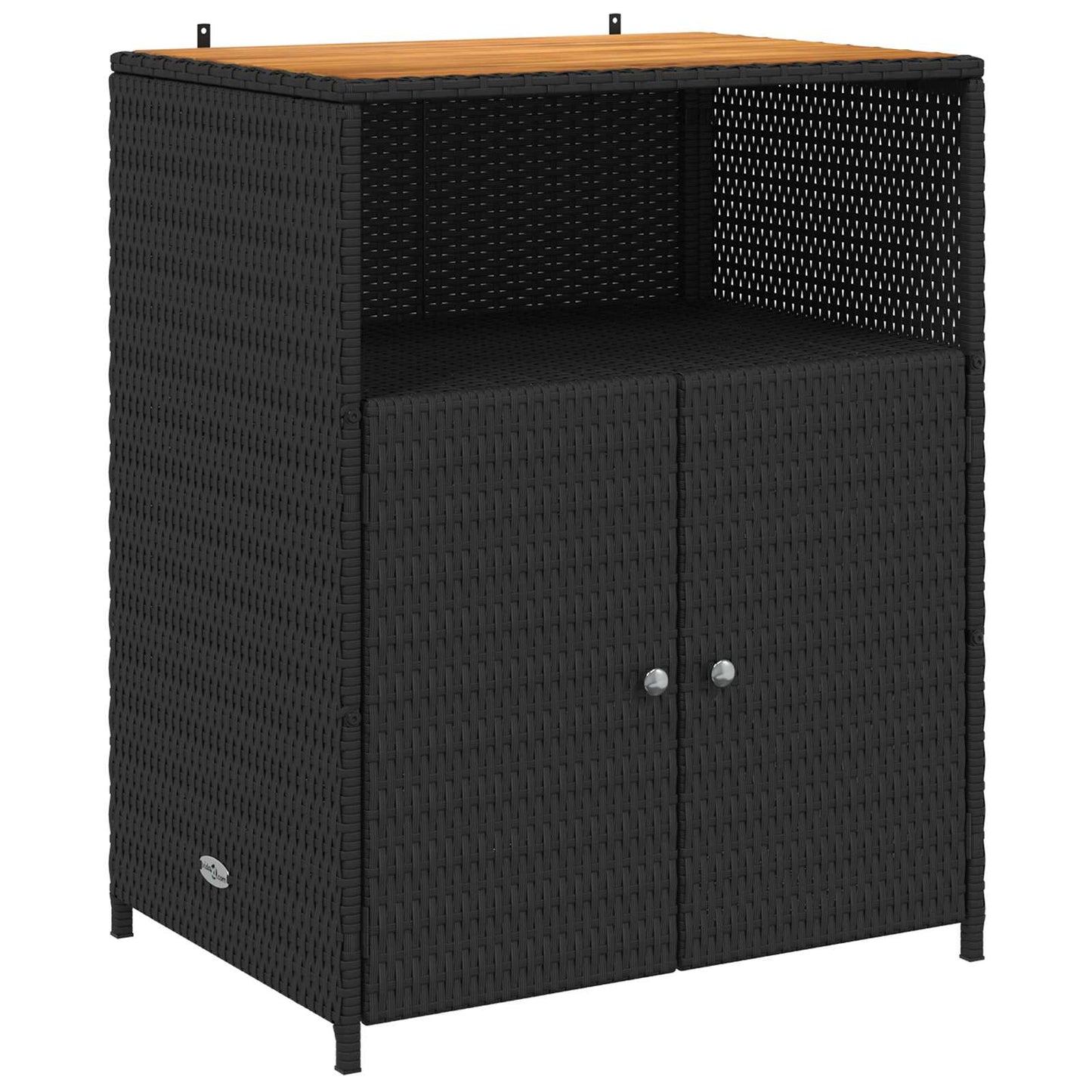 Kabinet med hylde Sort 70 x 50 x 87 cm Polyester og Roly Rattan