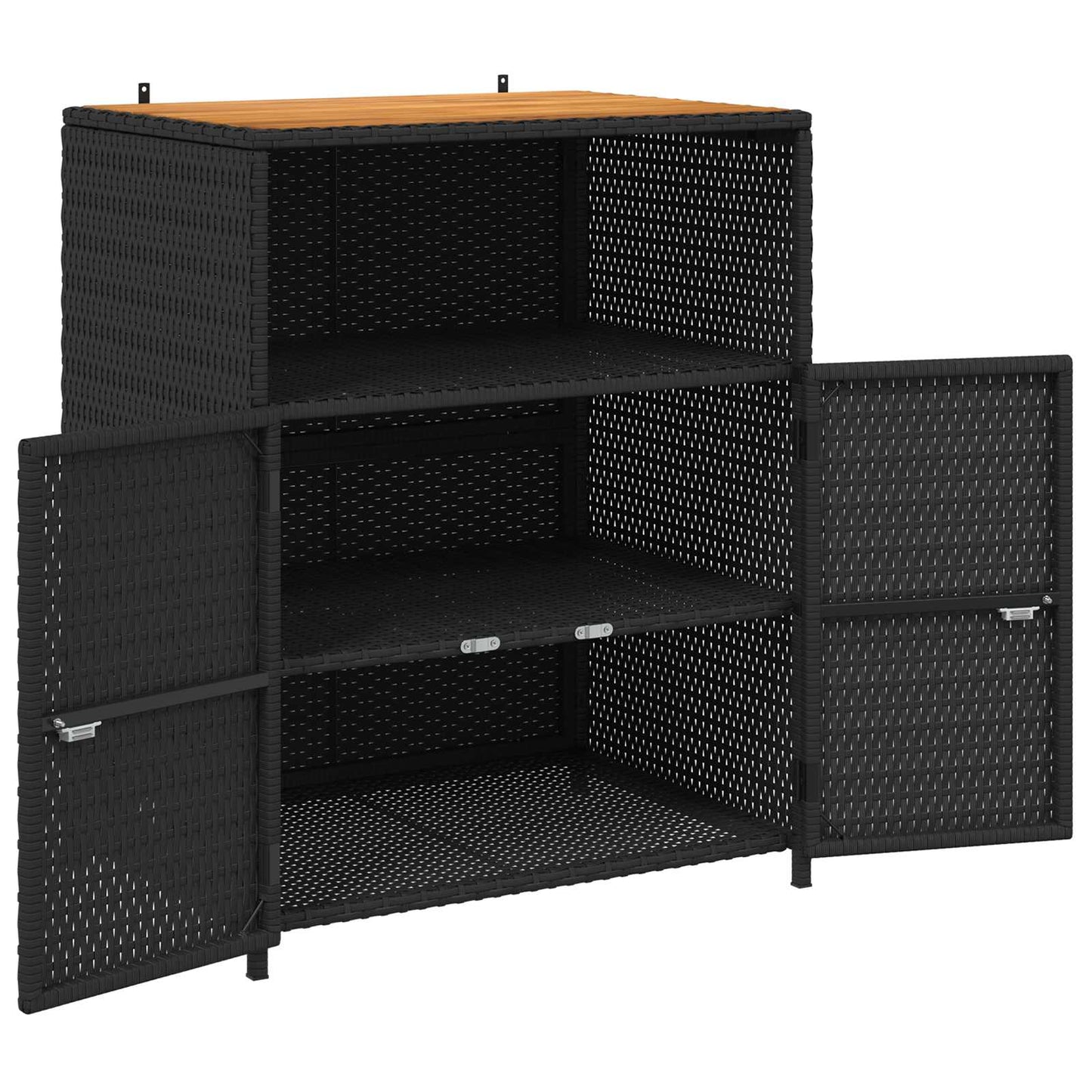 Kabinet med hylde Sort 70 x 50 x 87 cm Polyester og Roly Rattan