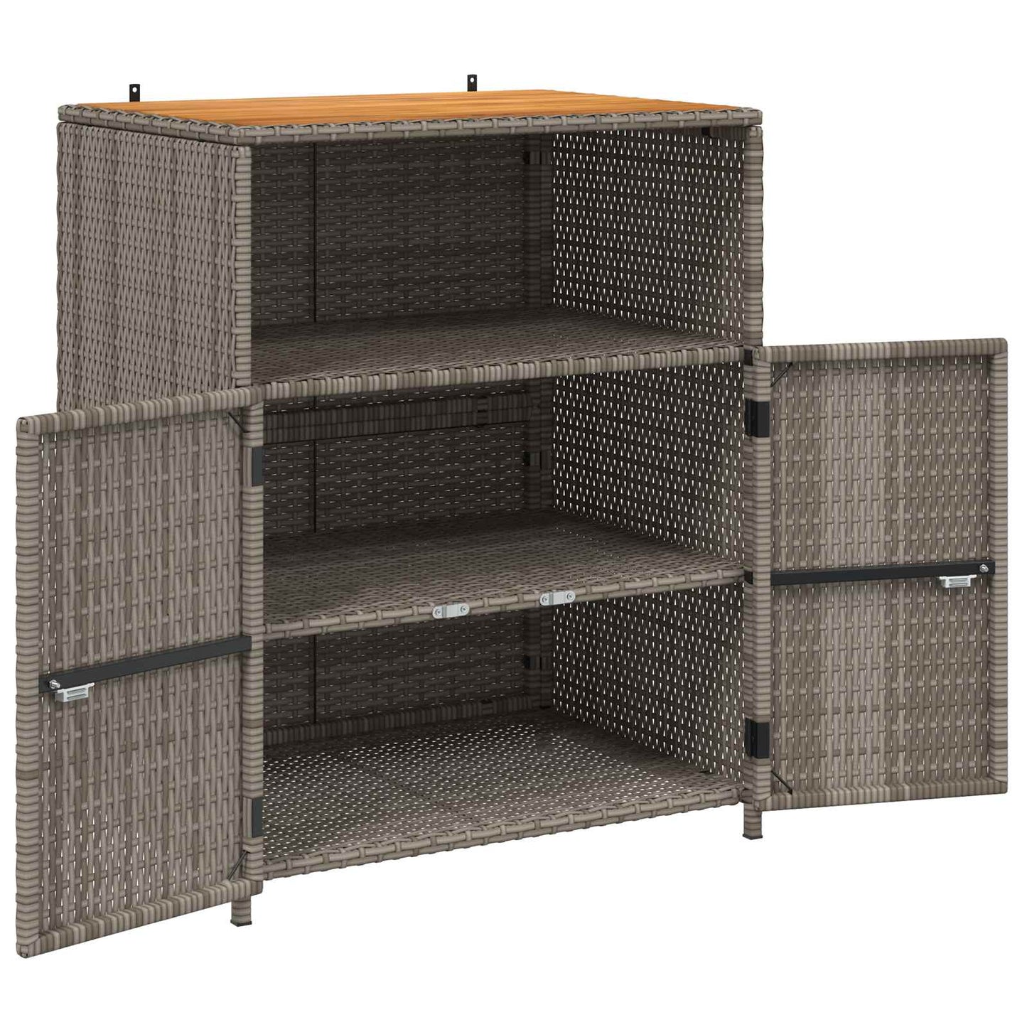 Kabinet med hylde Grå 70 x 50 x 87 cm Polyester og Roly Rattan