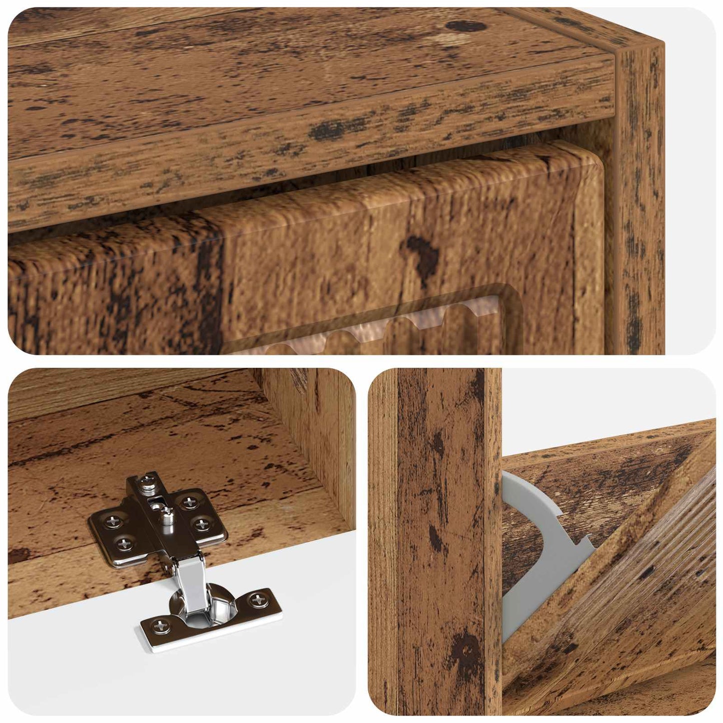 Sko skab EDE 78 x 24 x 103 cm Konstrueret træ Gammelt træ