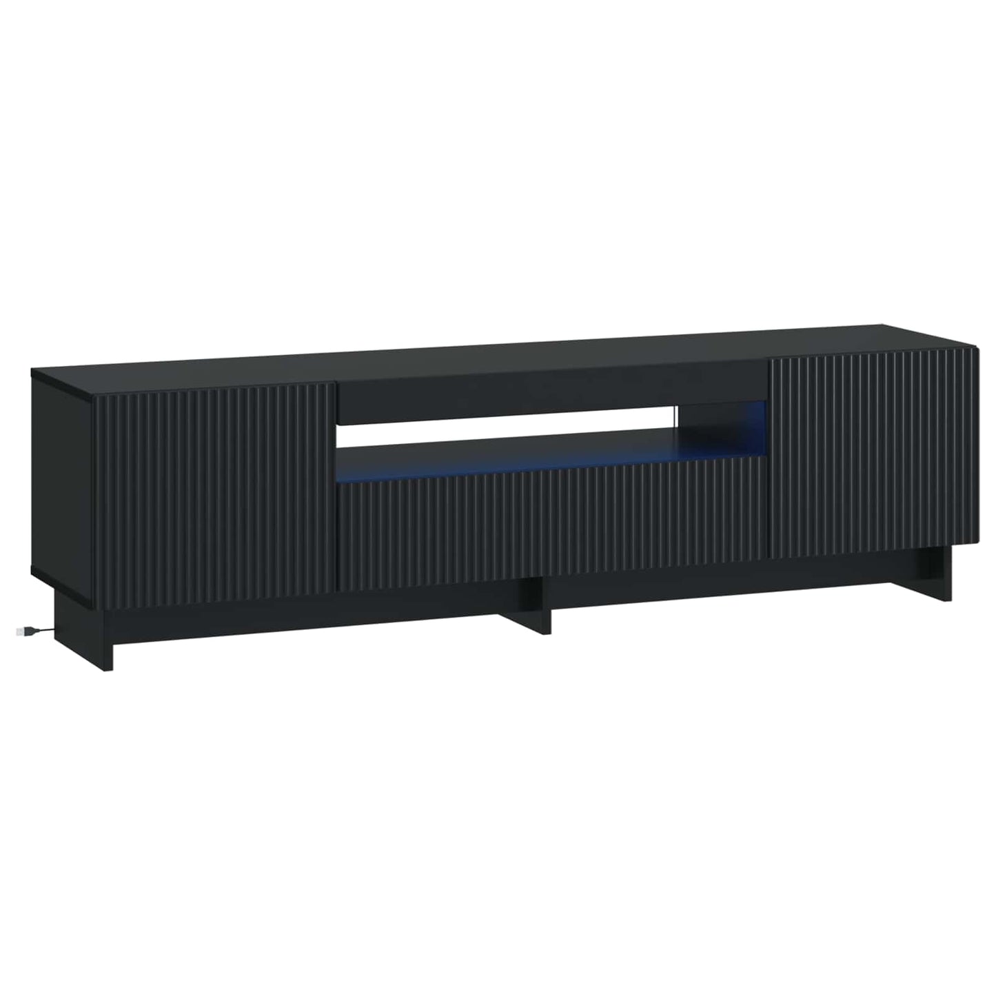 LED TV-skab Sort Konstrueret træ