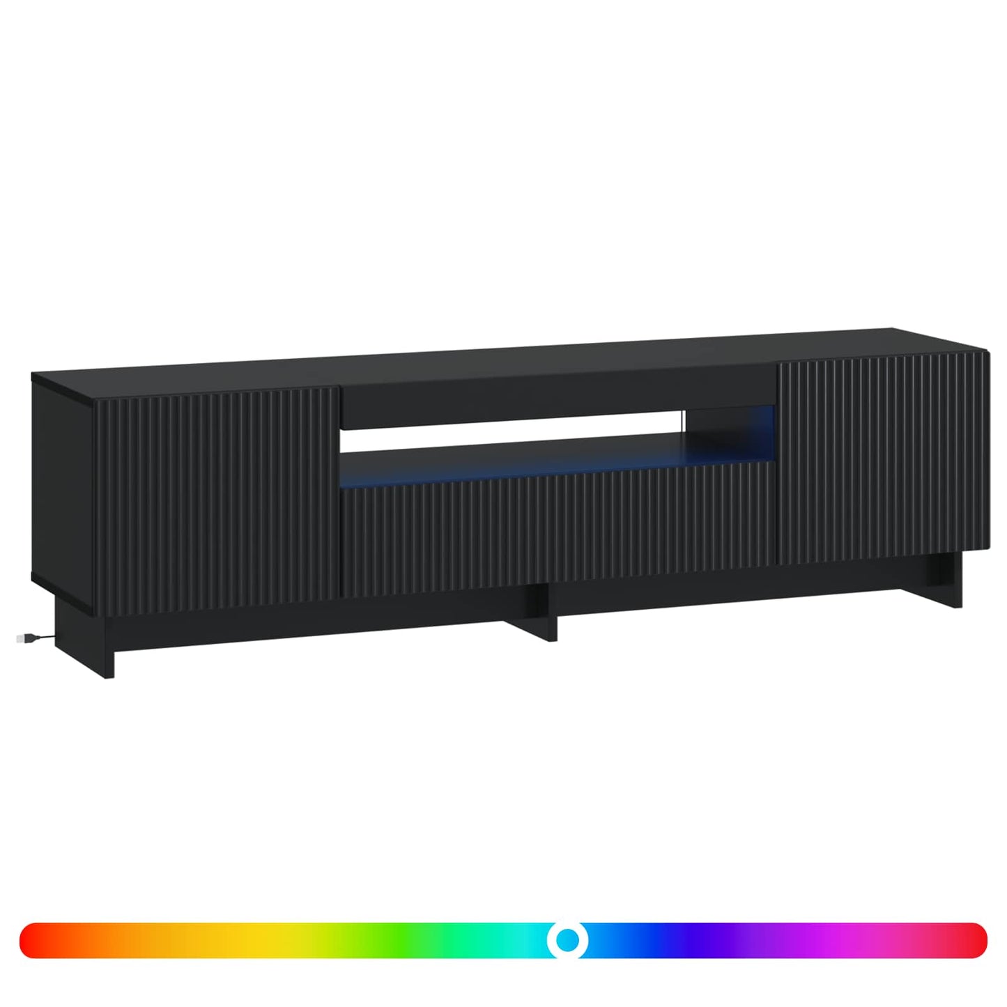 LED TV-skab Sort Konstrueret træ