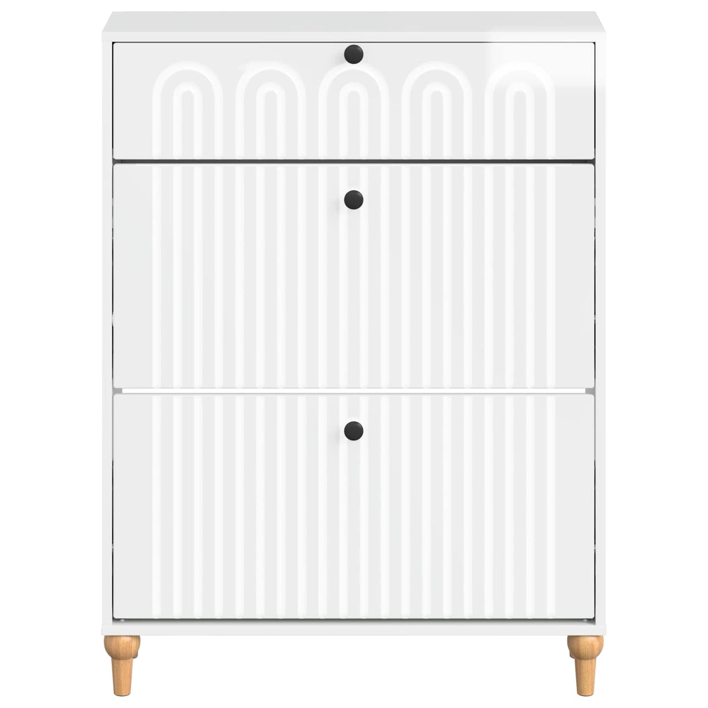 Sko skab ALKMAAR 78 x 24 x 103 cm Konstrueret træ Hvid højglans